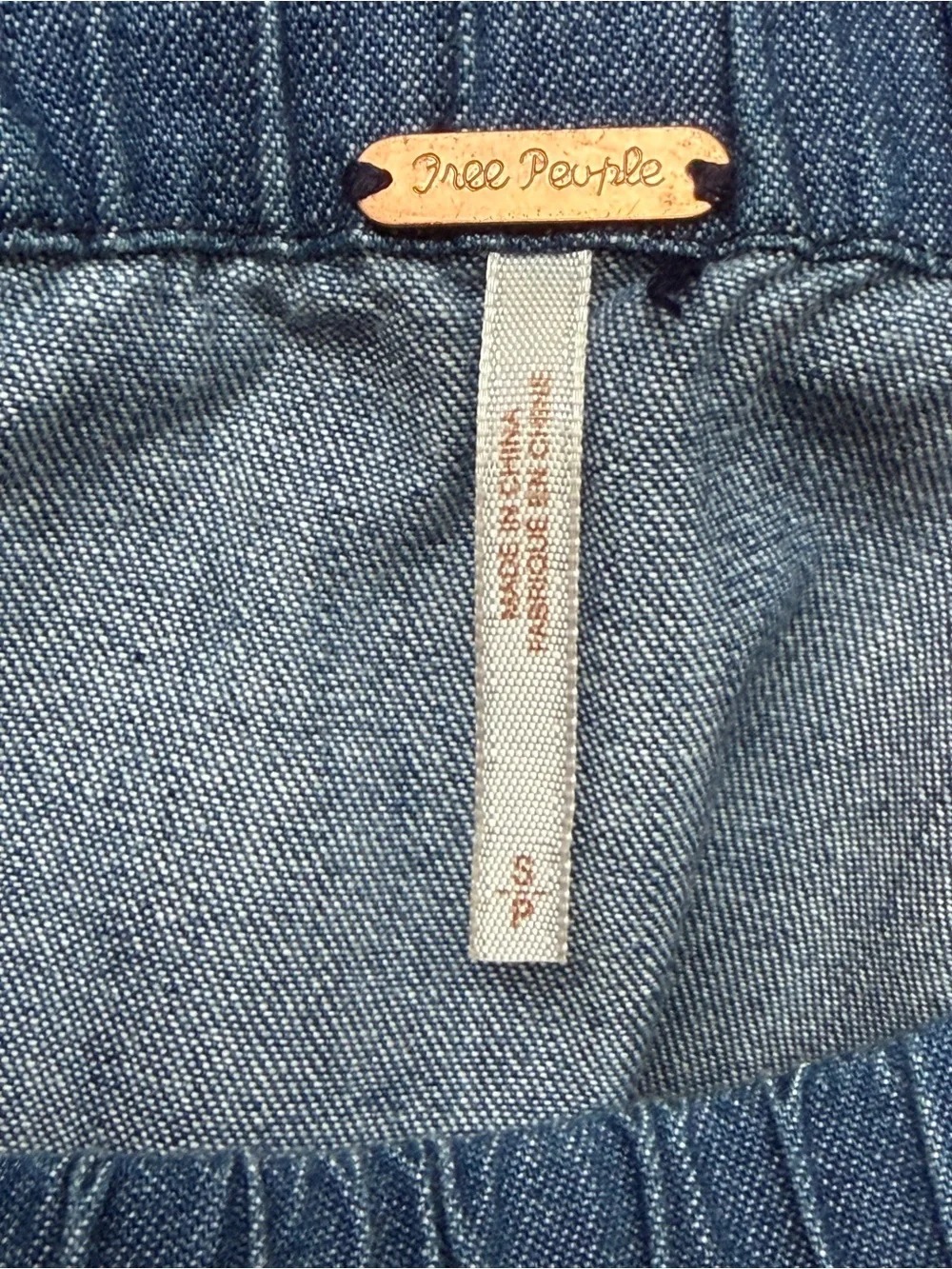 Free People Denim Blue Off-Shoulder Romper size Small
